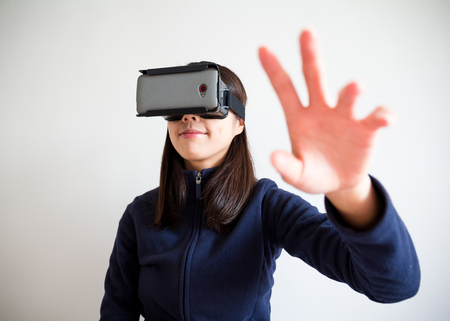 51749934 - woman hand raised up and touch something