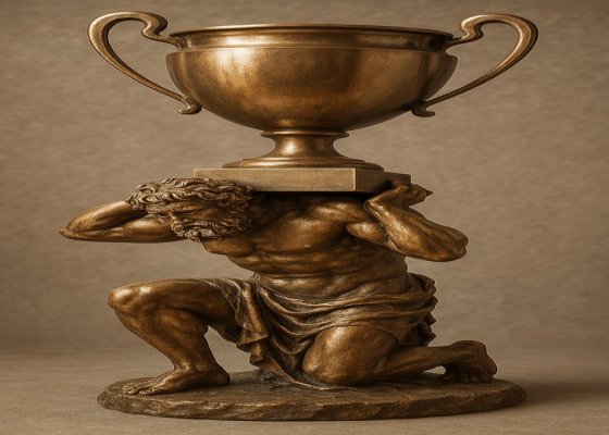 Gold and Bronze of a person holding a trophy